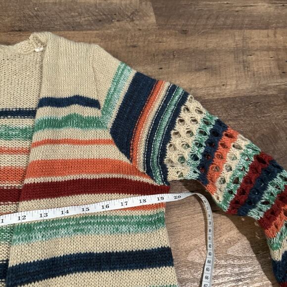 New Directions XL Petite Colorful Open Front Crochet Long Cardigan Beach Coastal - Picture 5 of 7